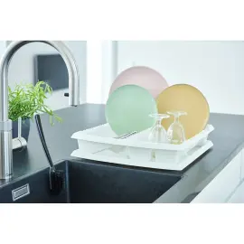 &Eacute;gouttoir &agrave; vaisselle avec tablette, blanc - Plast Team photo du produit