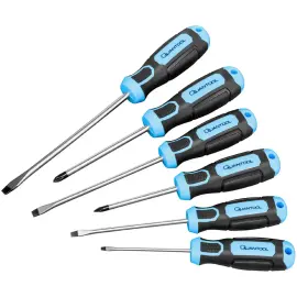Jeu de tournevis, 6 pi&egrave;ces, noir/bleu - Quantool photo du produit