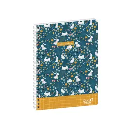 Cahier de textes Spiral&eacute; Fran&ccedil;ais Animascot Lapin Journalier - 15x21 cm - Papier Clairefontaine blanc - Fabrication fran&ccedil;aise - Quo Vadis photo du produit