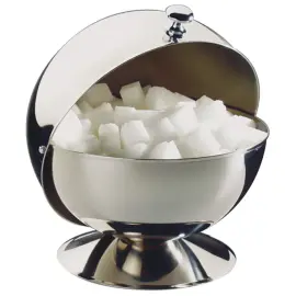 Sucrier boule &agrave; couvercle coulissant, acier inoxydable - APS photo du produit