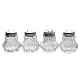 4 Mini-sali&egrave;res/poivri&egrave;res, verre/acier inoxydable - APS photo du produit