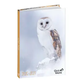 Agenda ann&eacute;e scolaire 2026-2027 Eurotextagenda - Journalier - Multilingue - Mes potes &agrave; pattes sauvages - Chouette - 12 mois de ao&ucirc;t &agrave; juillet - 12x17 cm - Quo Vadis photo du produit