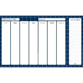 Planificateur de menus Fran&ccedil;ais - Carnets th&eacute;matiques - Carreaux - Perp&eacute;tuel - 16,5x26,5 cm - Papier Clairefontaine blanc - Fabrication fran&ccedil;aise - Quo Vadis photo du produit