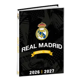 Agenda ann&eacute;e scolaire 2026-2027 Eurotextagenda - Journalier - Multilingue - Real Madrid - Noir - 12 mois de ao&ucirc;t &agrave; juillet - 12x17 cm - Quo Vadis photo du produit