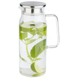 Carafe en verre avec couvercle, 1,5 litres, verre/inox - APS photo du produit