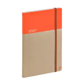 Agenda 2027 Ministre Recycl&eacute; - Semainier Planning Multilingue - Orange - 12 mois de janvier &agrave; d&eacute;cembre - 16x24 cm - Papier Clairefontaine recycl&eacute; - Fabrication fran&ccedil;aise - Quo Vadis photo du produit