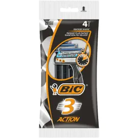 BIC Rasoir jetable 3 Action, pour hommes, pack de 4 photo du produit