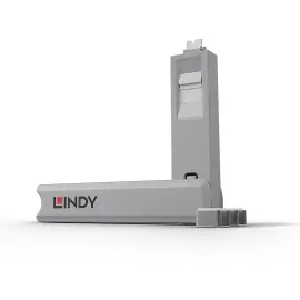 Bloqueur de port USB C 4 pi&egrave;ces + cl&eacute; blanc - Lindy photo du produit