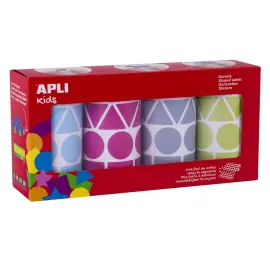 Pack de gommettes g&eacute;om&eacute;triques en rouleau 27 mm - couleurs assorties - Apli photo du produit