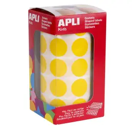 Rouleau gommettes rondes &Oslash; 20 mm jaunes - Apli photo du produit