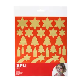 Gommettes or sur fond rouge 2 feuilles - Apli photo du produit