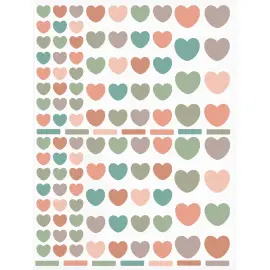 Gommettes coeurs enlevables couleurs Vintage 6 feuilles - Apli photo du produit