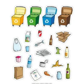 Gommettes th&eacute;matiques Le Recyclage 12 feuilles - Apli photo du produit