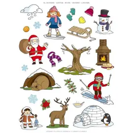 Gommettes th&eacute;matiques L&rsquo;Hiver 12 feuilles - Apli photo du produit