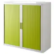 Armoire basse à rideaux Easyoffice - Blanc et vert anis - Paperflow photo du produit