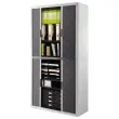 Armoire haute &agrave; rideaux gris anthracite Easyoffice - Hauteur 2m - Paperflow photo du produit