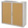 Armoire basse à rideaux Easyoffice - Gris et hêtre - Paperflow photo du produit