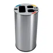 Collecteur tri sélectif - 3 compartiments - 60L - Inox satiné photo du produit
