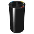 Collecteur tri s&eacute;lectif  - 3 compartiments - 60L - Noir. photo du produit