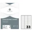 100 Planches de 33 &eacute;tiquettes &agrave; coins carr&eacute;s - 70 x 25 mm - Fiducial photo du produit