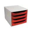 Module de classement 4 tiroirs - Rouge - FIDUCIAL photo du produit