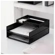 Set de 2 corbeilles &agrave; courrier noires avec trieur de bureau photo du produit
