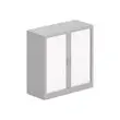 Armoire basse à rideaux métalliques - 100 x 100 cm  - Alu / blanc photo du produit