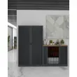 Armoire haute &agrave; rideaux m&eacute;talliques - 198 cm x 120 cm - Anthracite - Vinco photo du produit