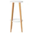 2 Tabourets WOODY pied hêtre assise blanche photo du produit