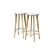 2 Tabourets WOODY pied hêtre assise blanche montés photo du produit
