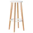 2 Tabourets WOODY pied hêtre assise blanche montés photo du produit