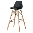 2 Tabourets STEELWOOD pied hêtre assise noire photo du produit