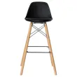 2 Tabourets STEELWOOD pied hêtre assise noire montés photo du produit