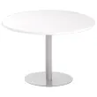 Table ronde diam 116 cm plateau blanc pied argent pied tulipe photo du produit