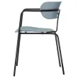 2 Chaises bistro pieds noirs assise bleue mont&eacute;es photo du produit