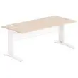 Bureau Buenos Aires - Plateau acacia clair et pieds blancs - 180x80 cm photo du produit