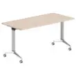 Table rabattable à roulettes - 150 x 70 cm - Acacia/alu photo du produit