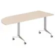 Table rabattable à roulettes - Angle à droite - Acacia clair et alu - 190x70 cm photo du produit