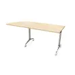 Table rabattable &agrave; roulettes - Angle &agrave; droite - Acacia clair et alu - 190x70 cm photo du produit