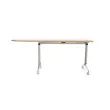 Table rabattable &agrave; roulettes - Angle gauche - Acacia clair et alu - 190x70 cm photo du produit