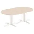 Table réunion ovale 200x120 acacia/blanc photo du produit