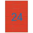 100 Planches d'étiquettes 70x37 mm par 2400/boîte, rouge photo du produit