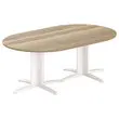 Table r&eacute;union ovale 200x120 ch&ecirc;ne vein&eacute;/blanc photo du produit