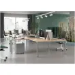 Bureau vis &agrave; vis 4 pieds 160 X 160 X 74 ch&ecirc;ne vein&eacute;/alu photo du produit