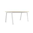 Bureau rectangulaire 160x80 Acacia clair / piét. Blanc BANGKOK photo du produit