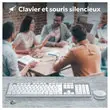 Kit clavier et souris sans fil Classy - 13 raccourcis multim&eacute;dias - R&eacute;cepteur USB unique - Blanc - T'NB photo du produit