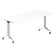 Table rectangulaire rabattable avec roulettes - 180 x 90 cm - Blanc et alu photo du produit