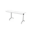 Table rabattable avec roulettes - 190 x 70 cm - Blanc et alu - Angle à gauche photo du produit