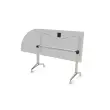 Table rabattable avec roulettes - 190 x 70 cm - Blanc et alu - Angle à gauche photo du produit