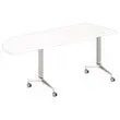 Table rabattable avec roulettes - 190 x 70 cm - Blanc et alu - Angle à droite photo du produit
